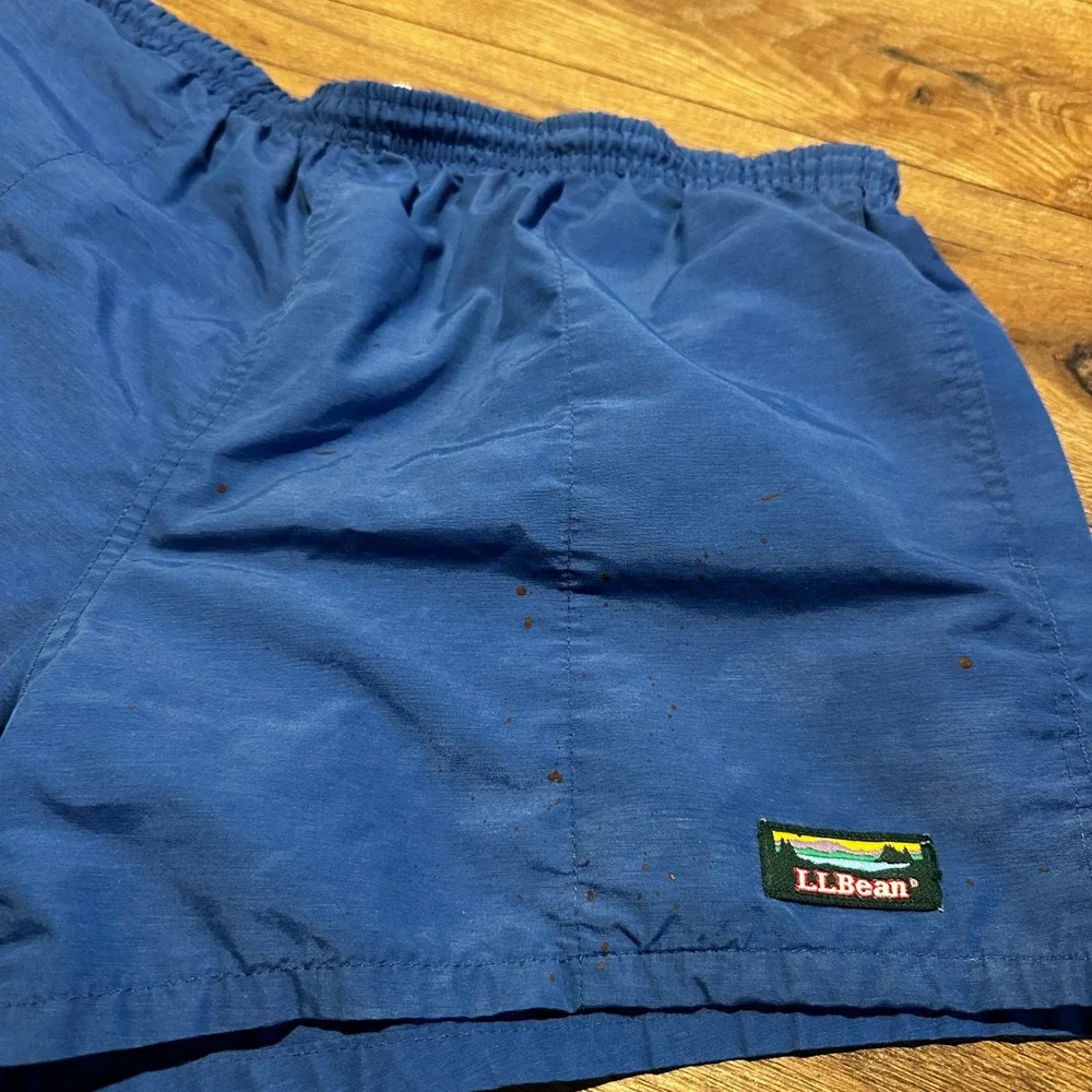 Vintage LL Bean Blue Nylon Swim Trunks Shorts Mens Medium Large ML Q183